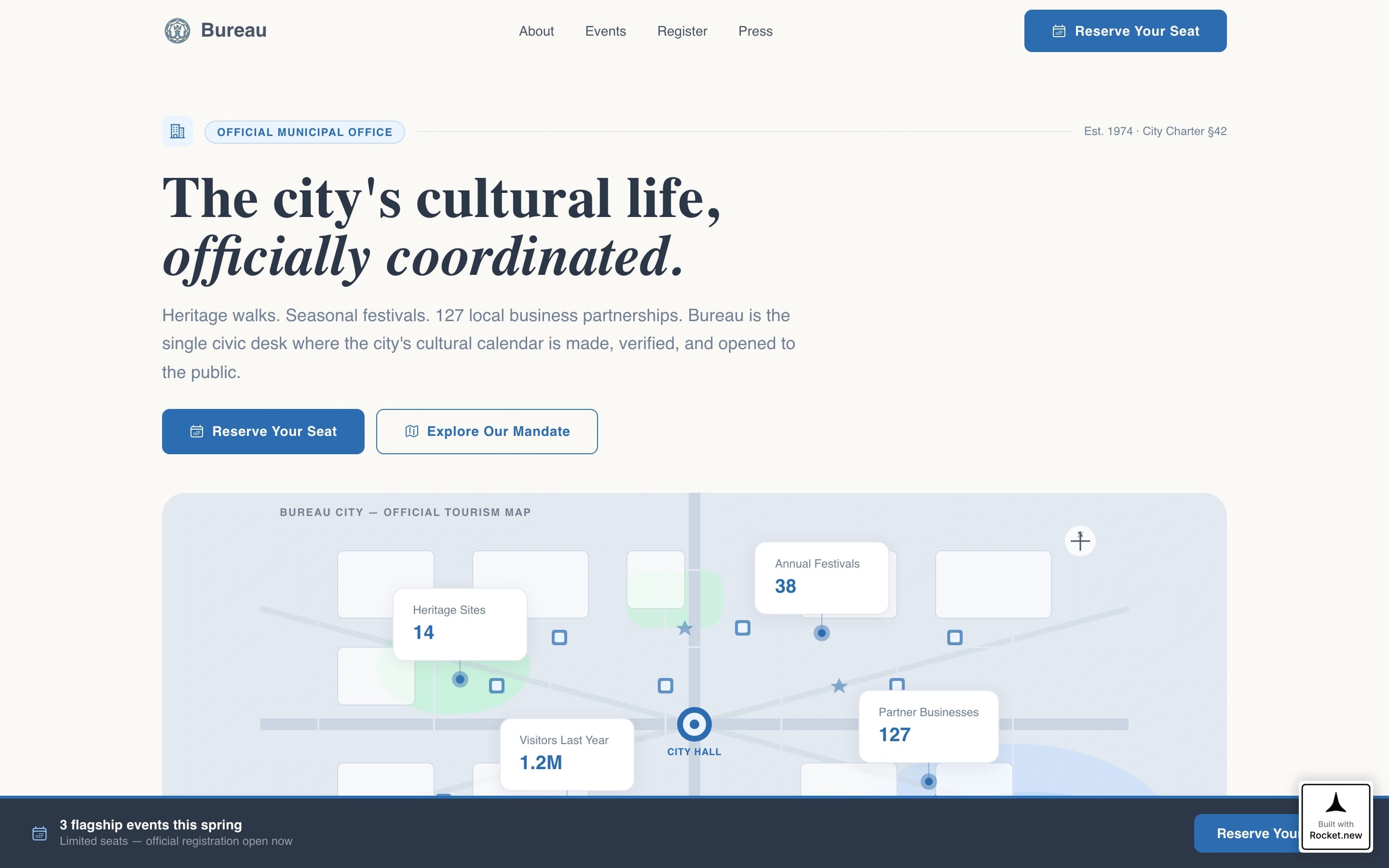 Bureau - Authoritative Tourism Landing Page Template