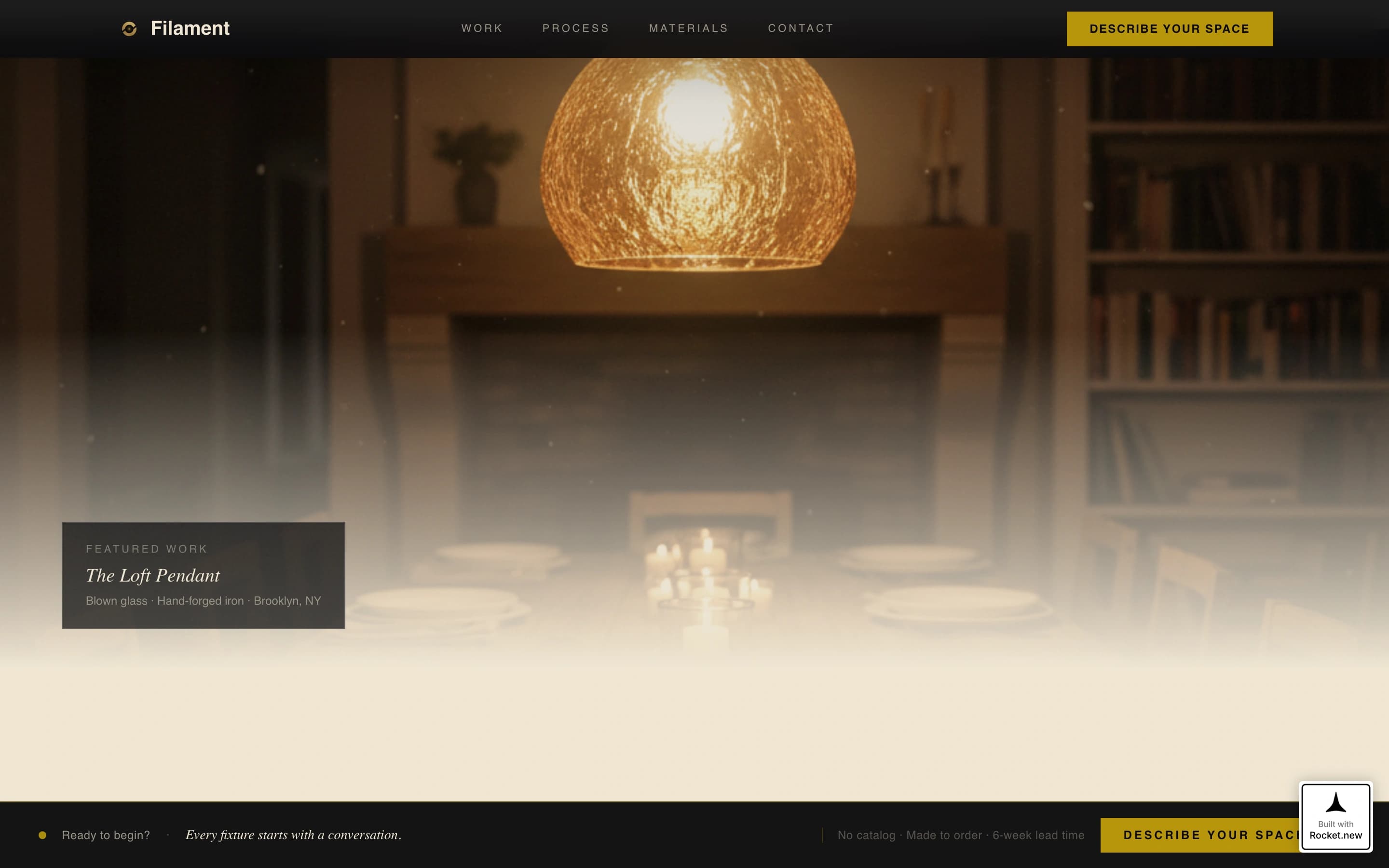 Filament - Atmospheric Lighting Landing Page Template