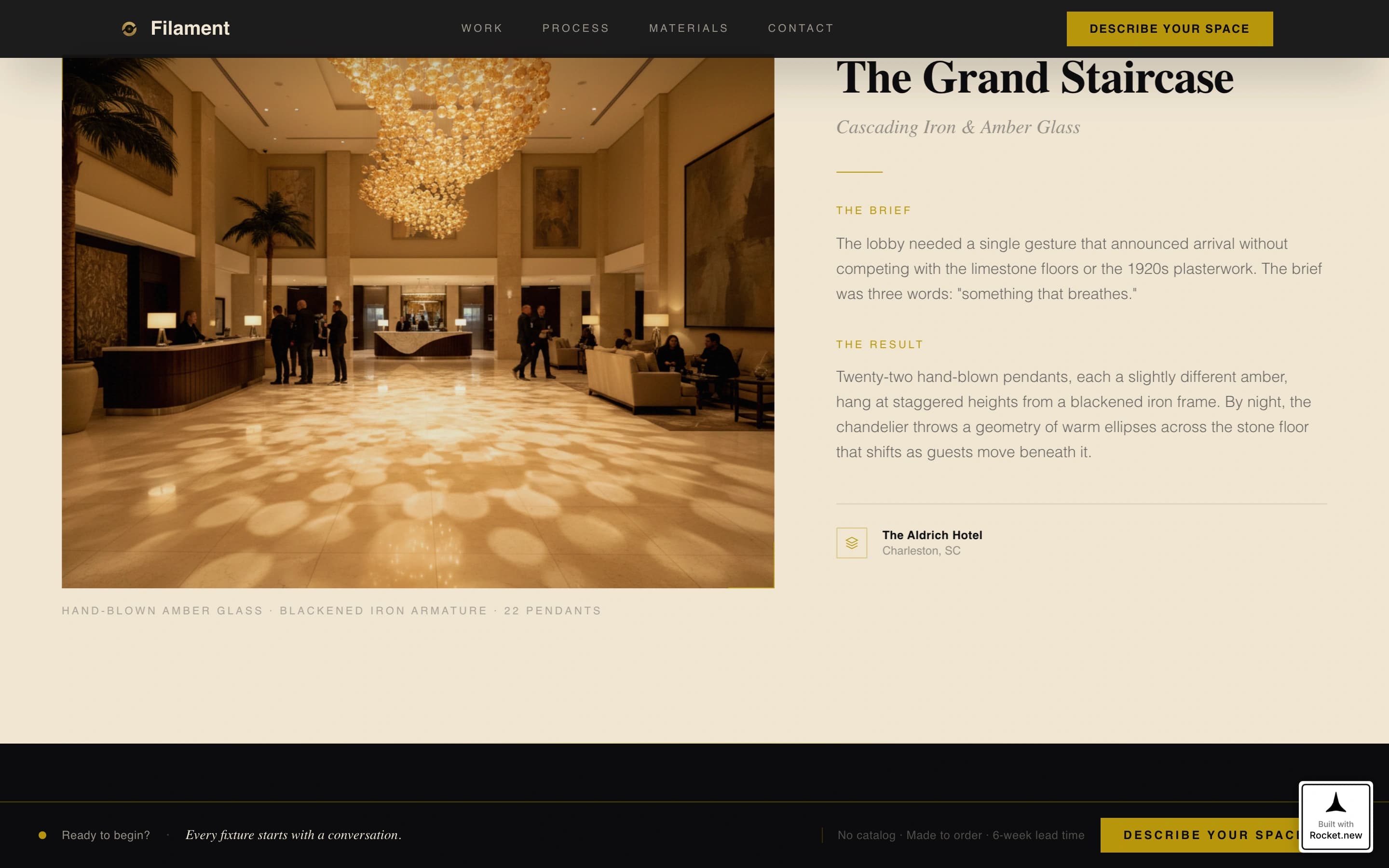 Filament - Atmospheric Lighting Landing Page Template