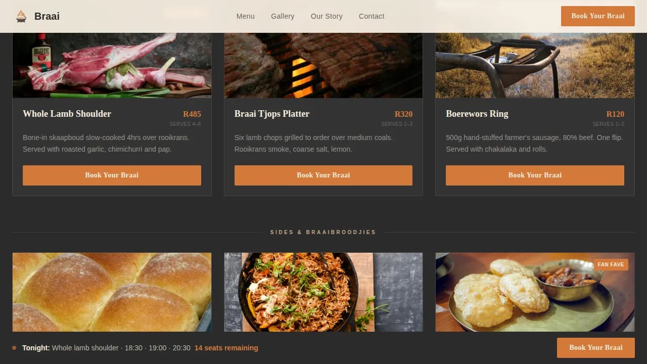 Hearth — Authentic Flame Grill Restaurant Landing Page Template