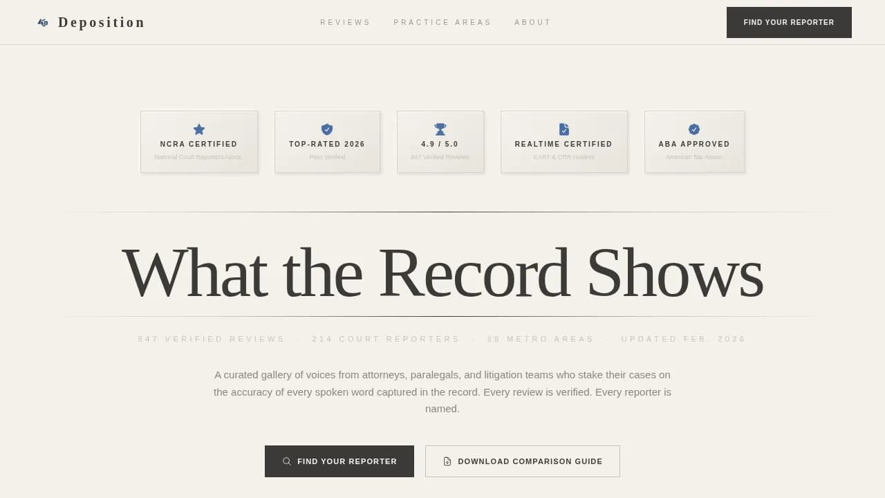 Deposition — Trusted Court Reporting Landing Page Template