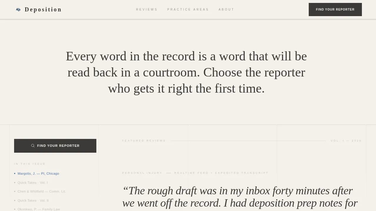 Deposition — Trusted Court Reporting Landing Page Template