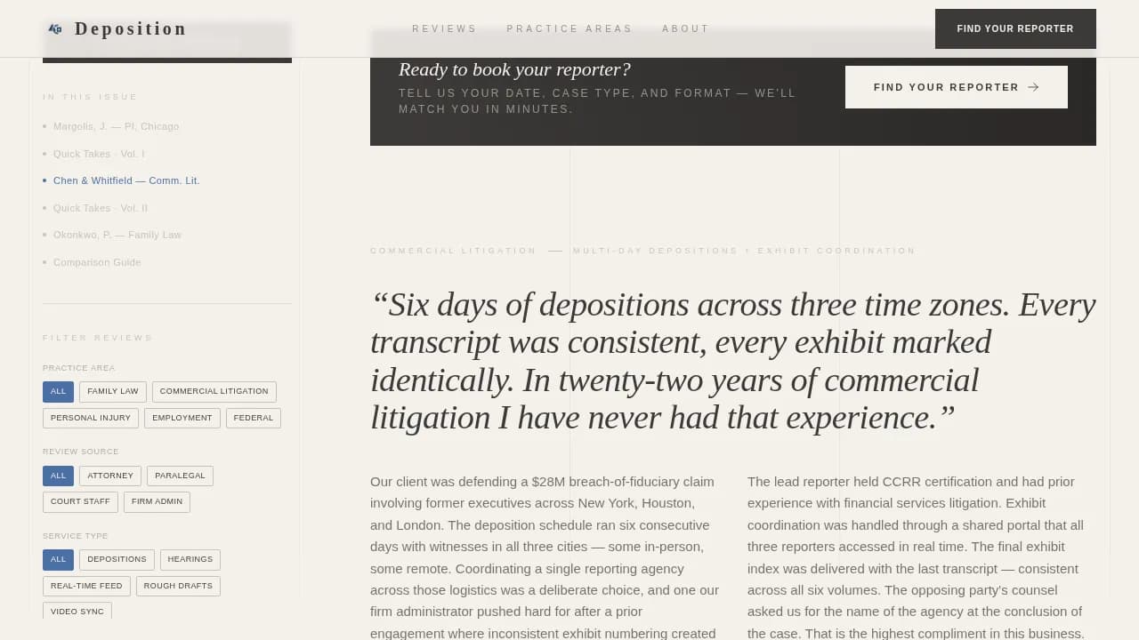 Deposition — Trusted Court Reporting Landing Page Template