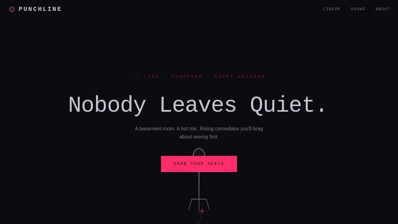 Punchline — Vibrant Comedy Venue Landing Page Template