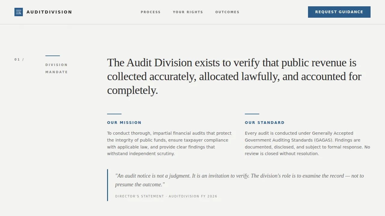 Revenue & Tax Authority Privacy Policy & Terms Website Template