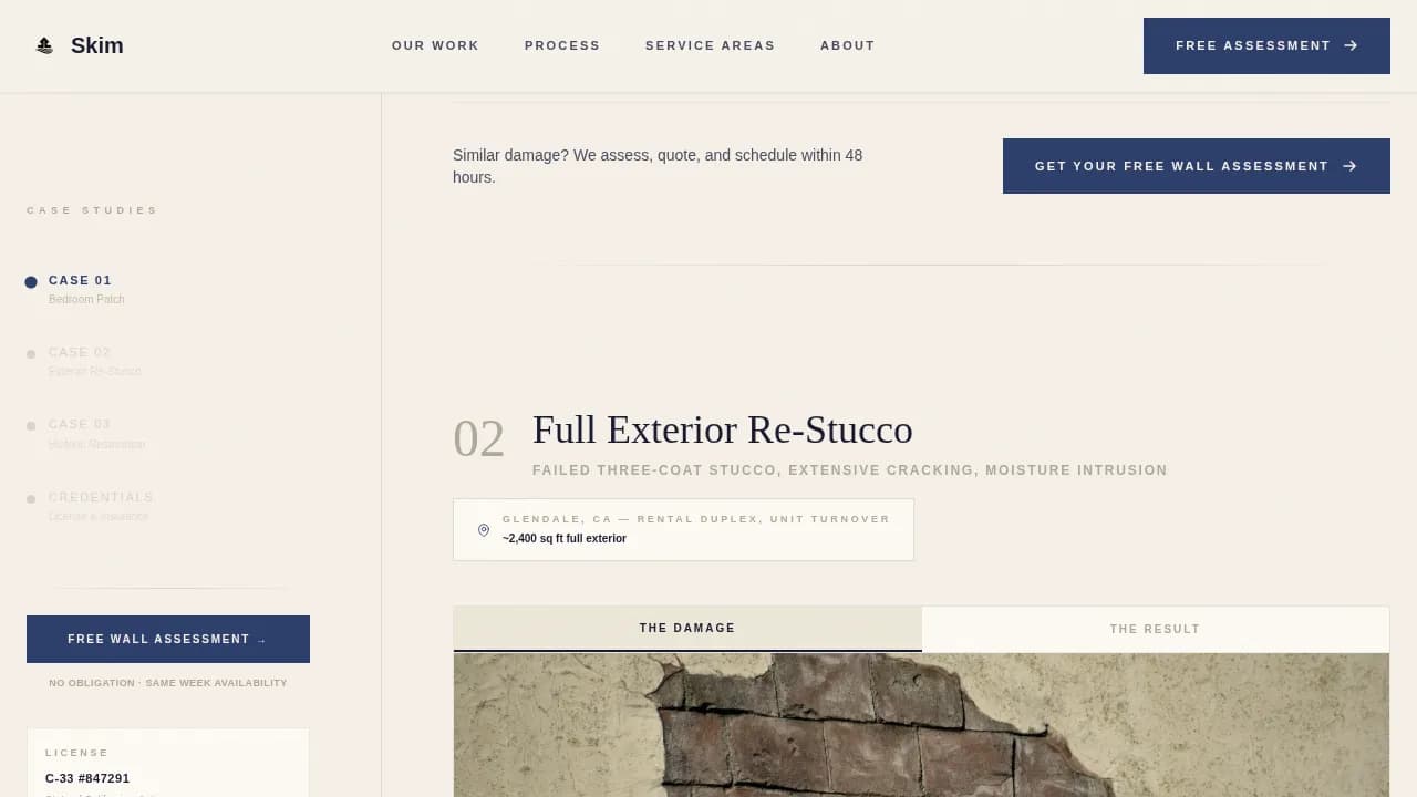Smooth — Certified Stucco Craftsperson Landing Page Template