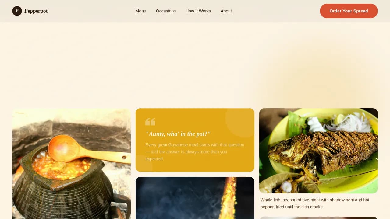 Pepperpot - Authentic Guyanese Catering Landing Page Template