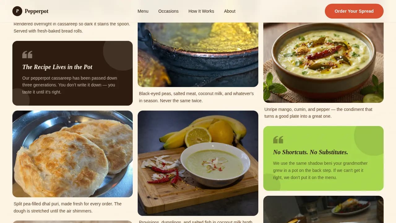 Pepperpot - Authentic Guyanese Catering Landing Page Template