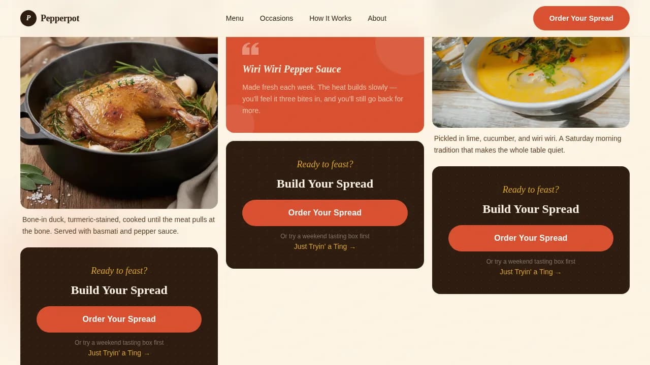 Pepperpot - Authentic Guyanese Catering Landing Page Template
