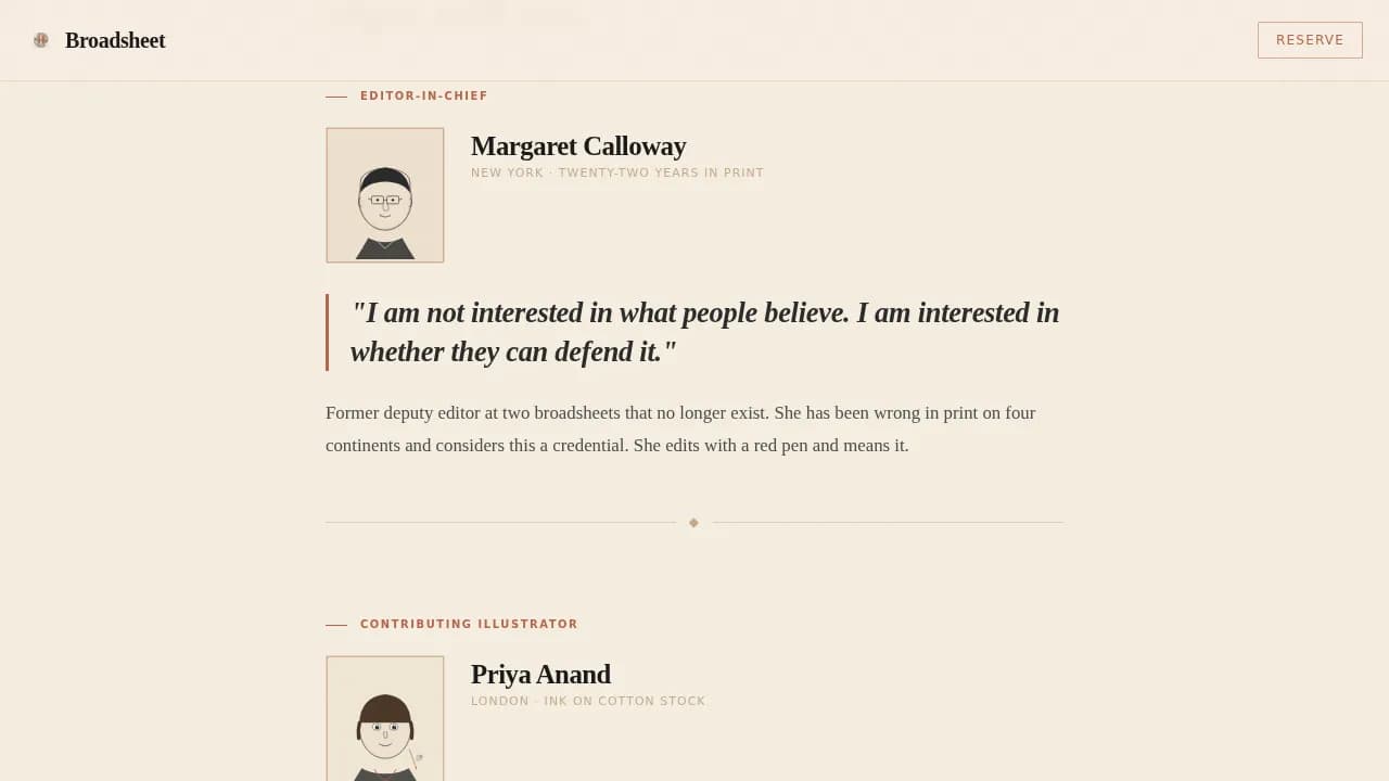 Broadsheet — Artisan Magazine Publishing Landing Page Template