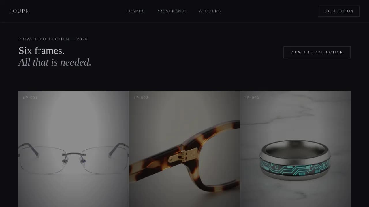 Refract — Curated Luxury Optics Gallery Landing Page Template