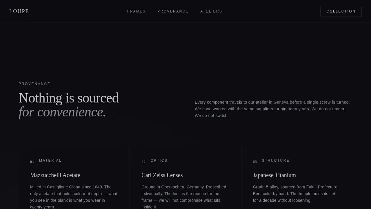 Refract — Curated Luxury Optics Gallery Landing Page Template