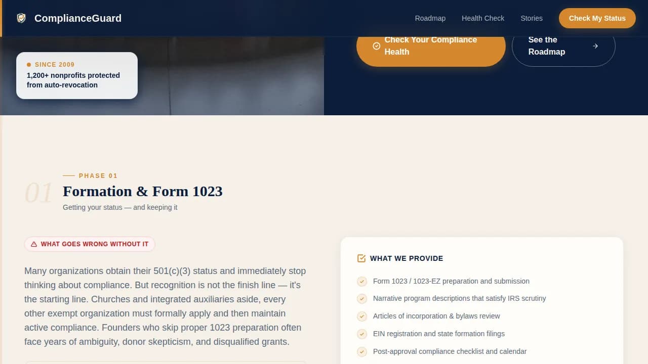 Comply — Streamlined Nonprofit Compliance Landing Page Template