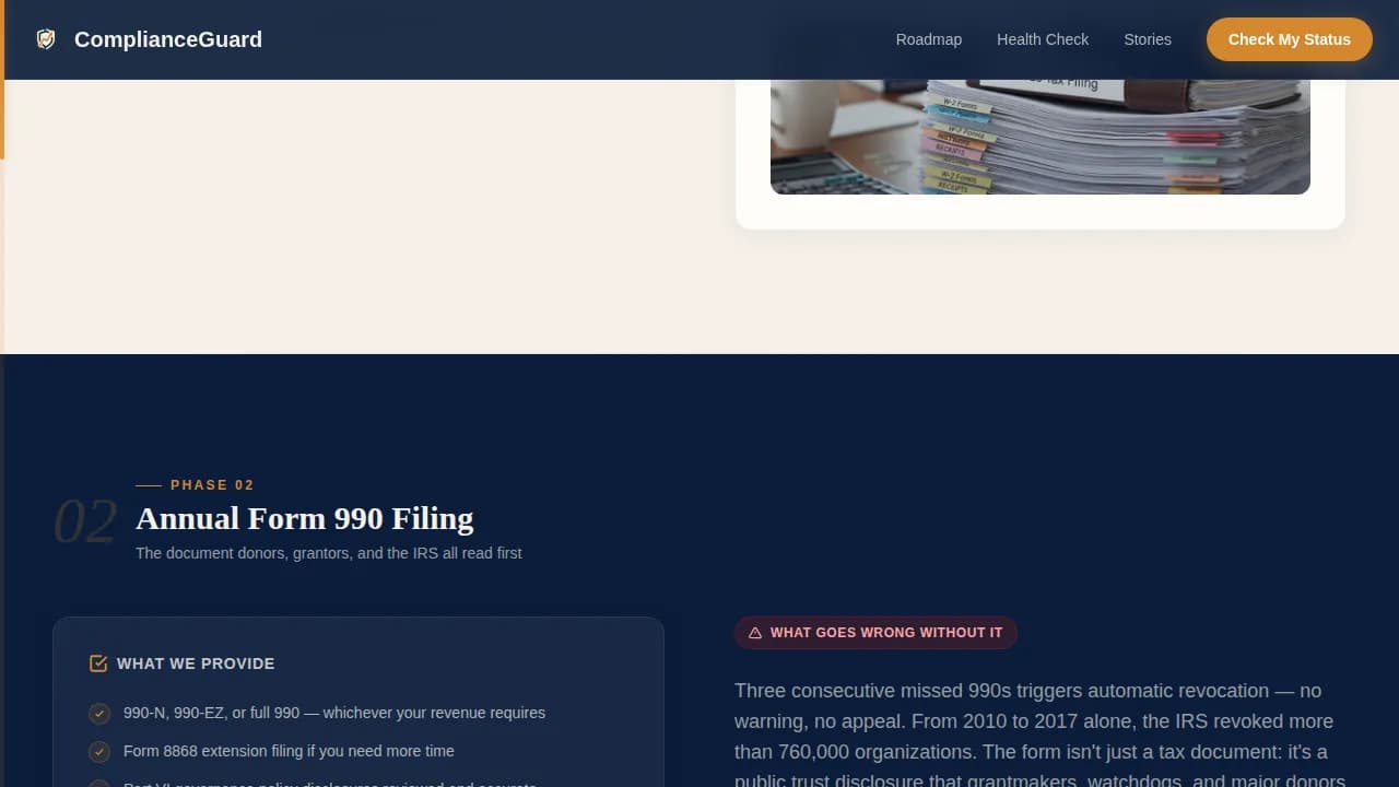 Comply — Streamlined Nonprofit Compliance Landing Page Template