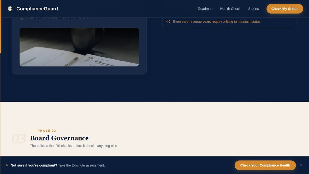 Comply — Streamlined Nonprofit Compliance Landing Page Template