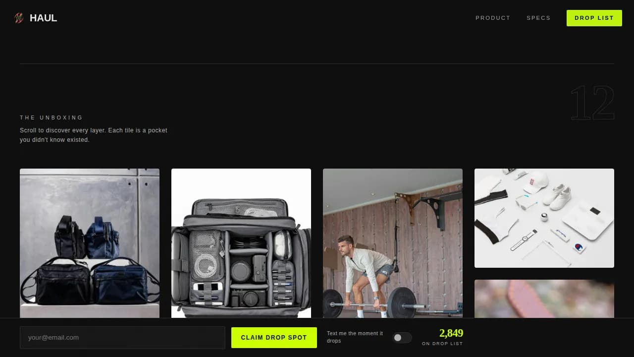 Haul — Premium Athletic Gear Brand Landing Page Template