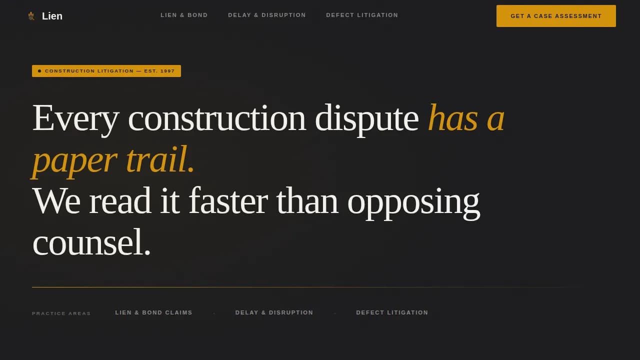 Lien — Expert Construction Law Landing Page Template