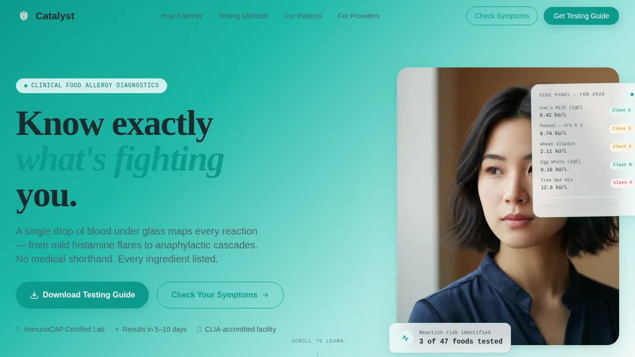 Catalyst — Transparent Testing Comparison Landing Page Template