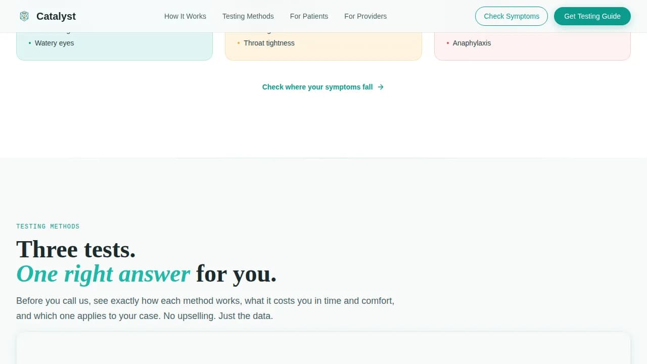 Catalyst — Transparent Testing Comparison Landing Page Template