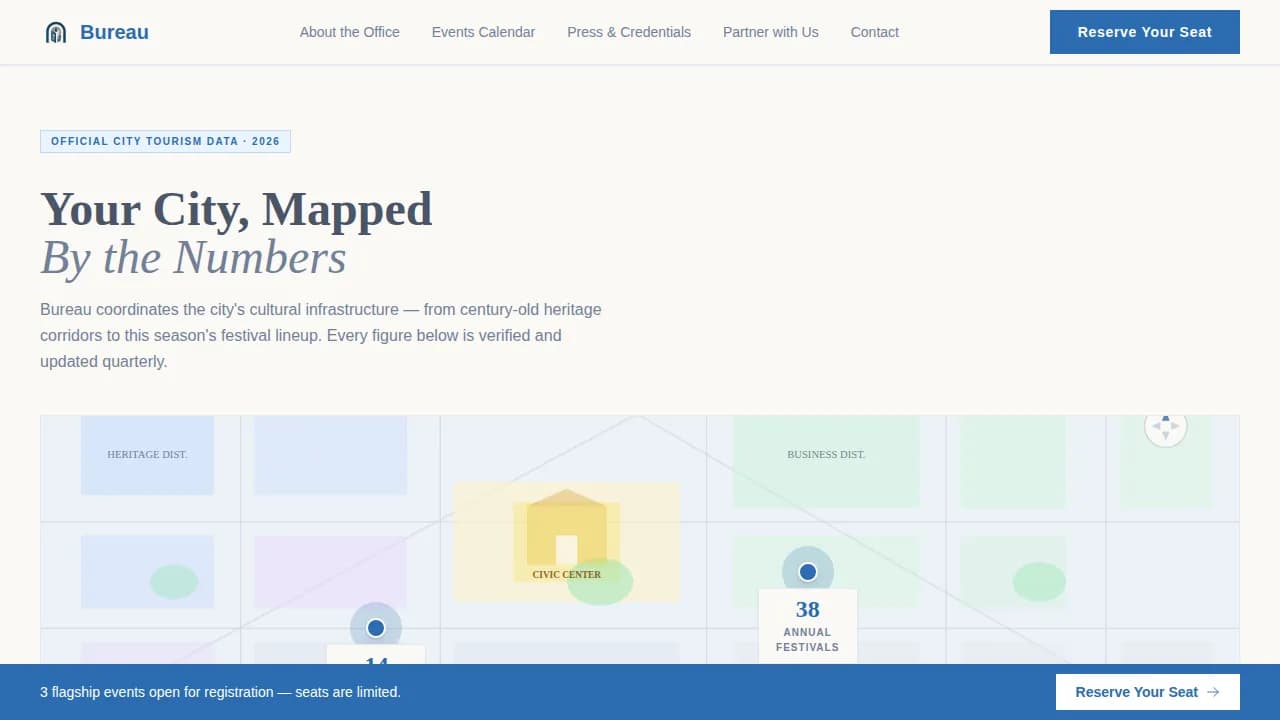 Bureau — Official Tourism Registration Landing Page Template
