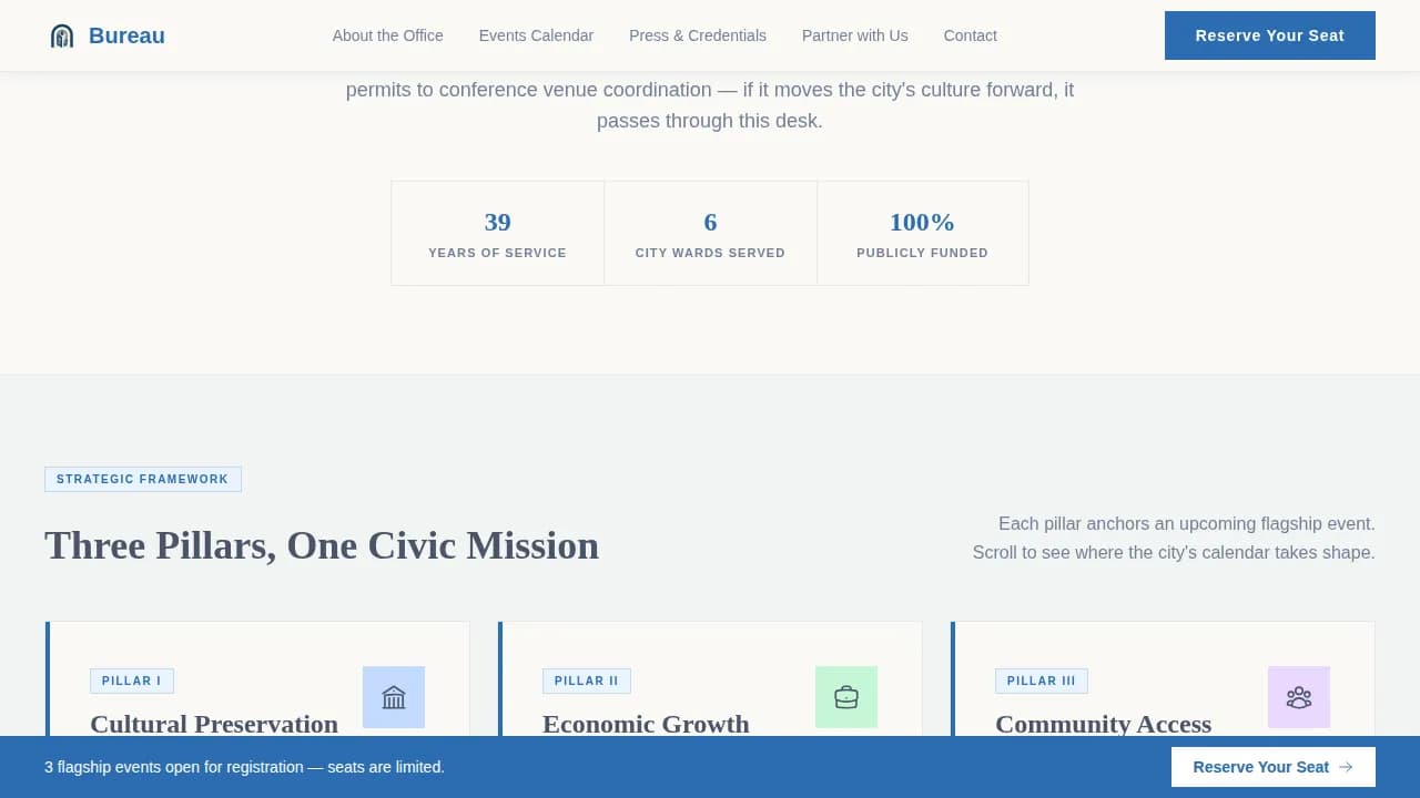 Bureau — Official Tourism Registration Landing Page Template