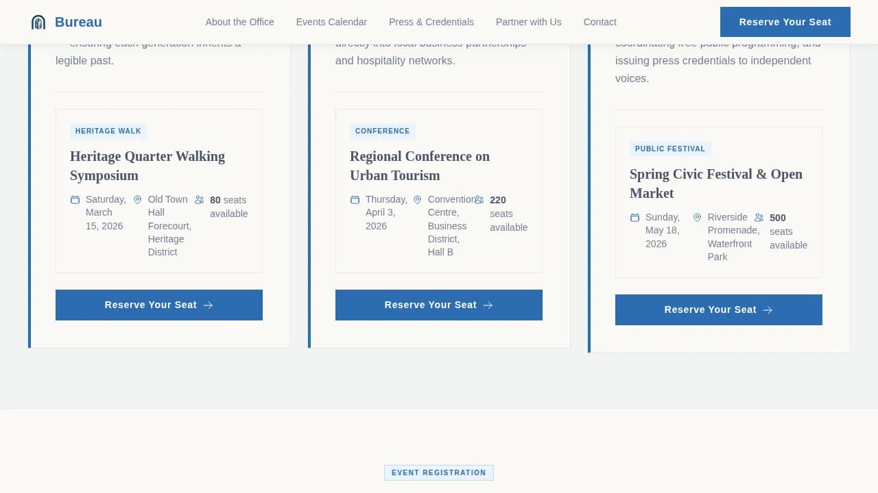 Bureau — Official Tourism Registration Landing Page Template