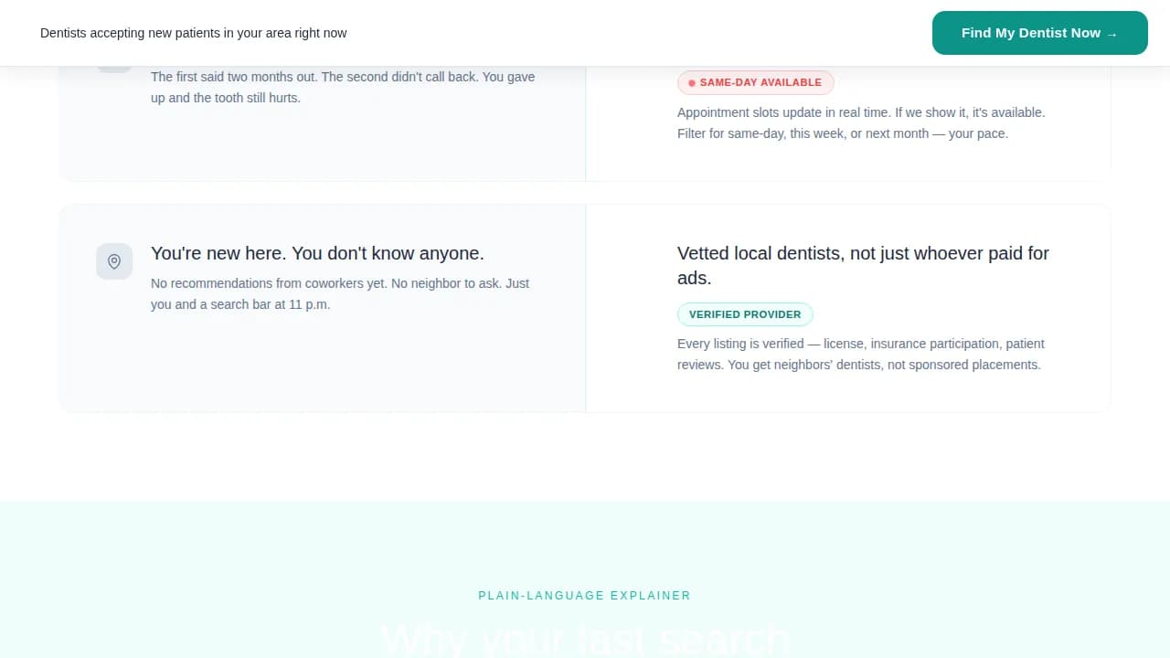 Dental Directory & Neighborhood Dentist Finder Website Template