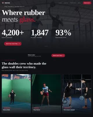 Smash — Dynamic Padel Booking Landing Page Template