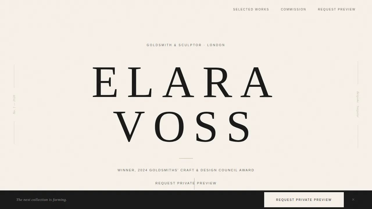 Atelier — Award Jewelry Designer Landing Page Template