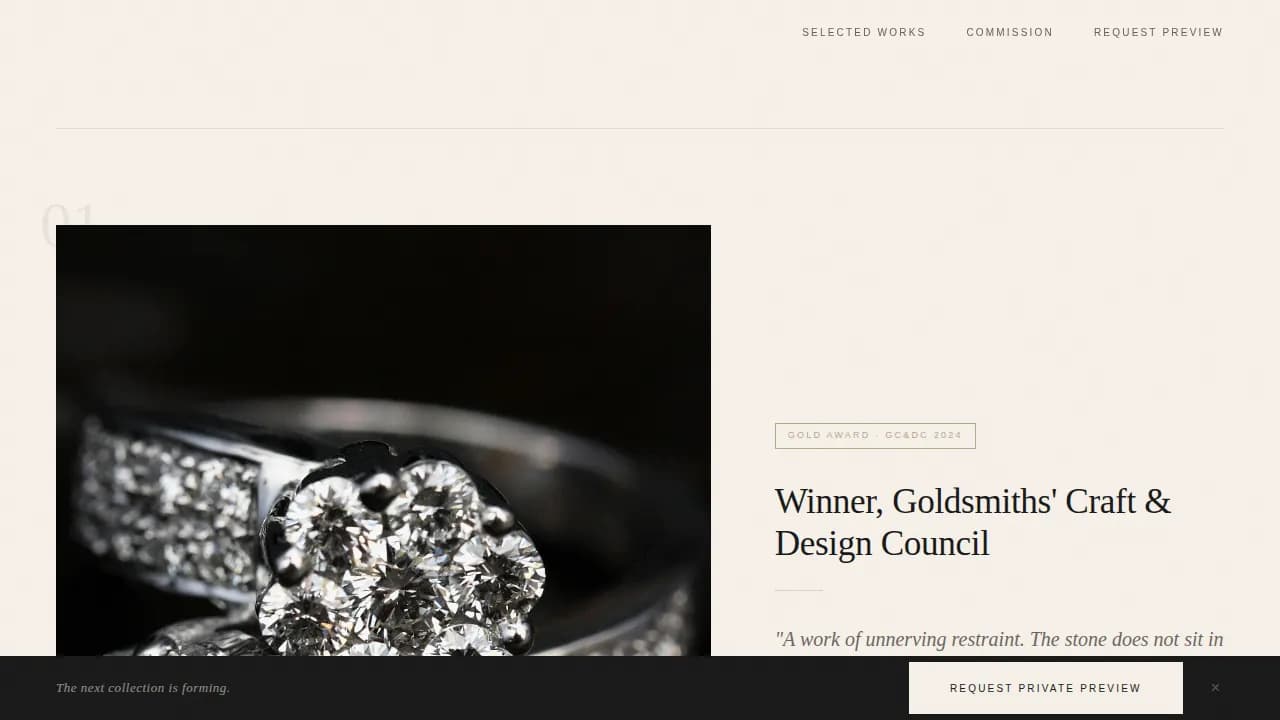 Atelier — Award Jewelry Designer Landing Page Template