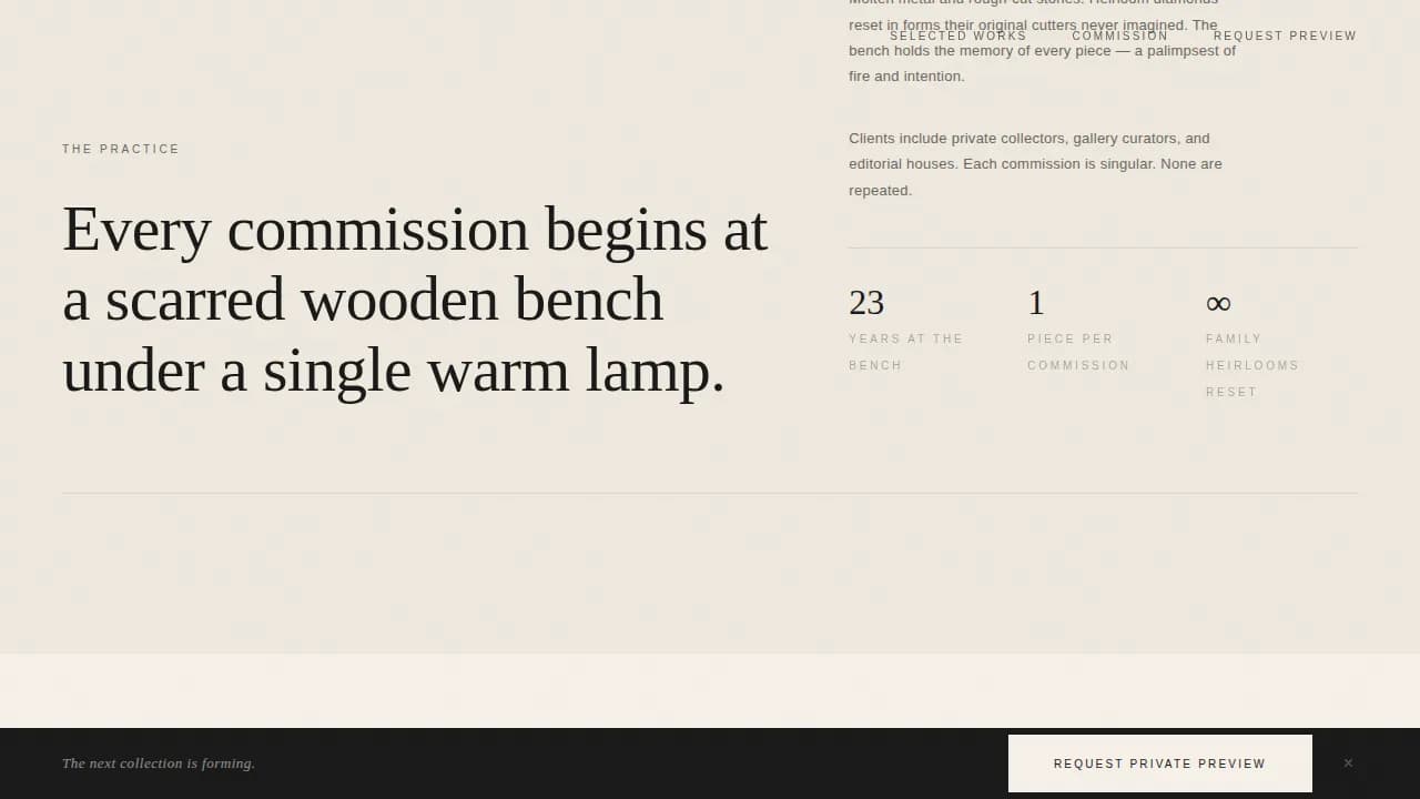 Atelier — Award Jewelry Designer Landing Page Template