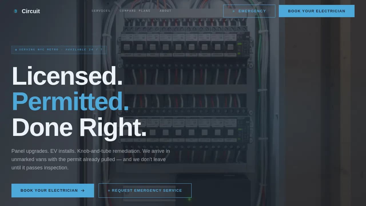 Licensed Electrician Lead Qualification Website Template