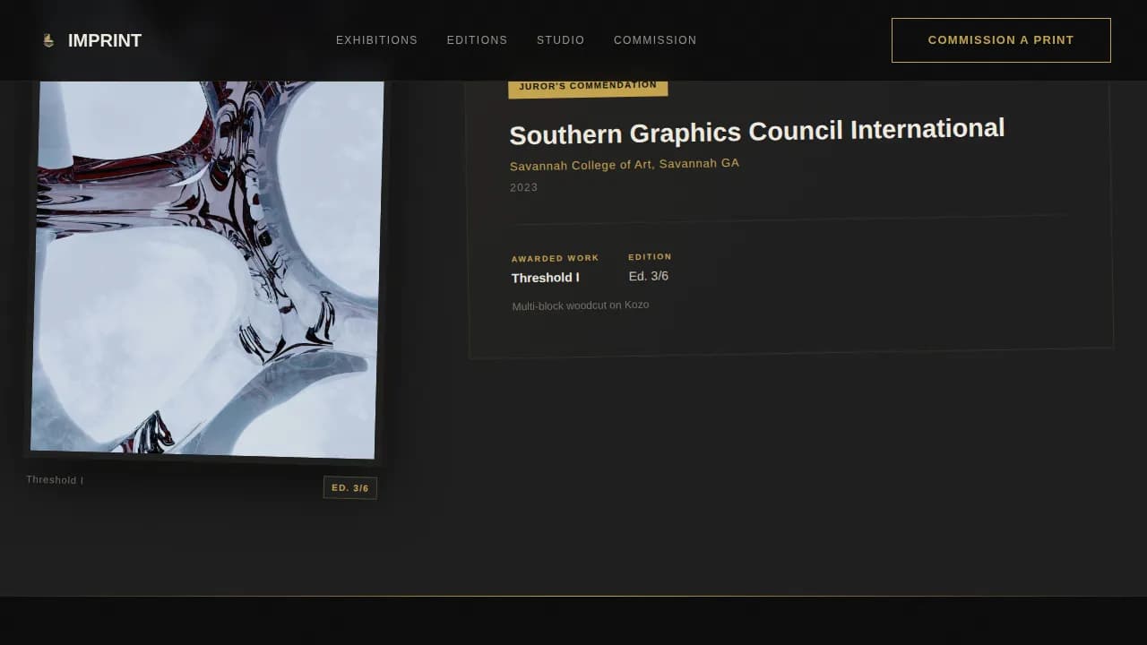 Imprint — Bold Printmaker Portfolio Landing Page Template