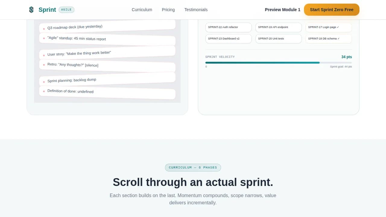 Sprint — Agile Scrum Mastery Landing Page Template