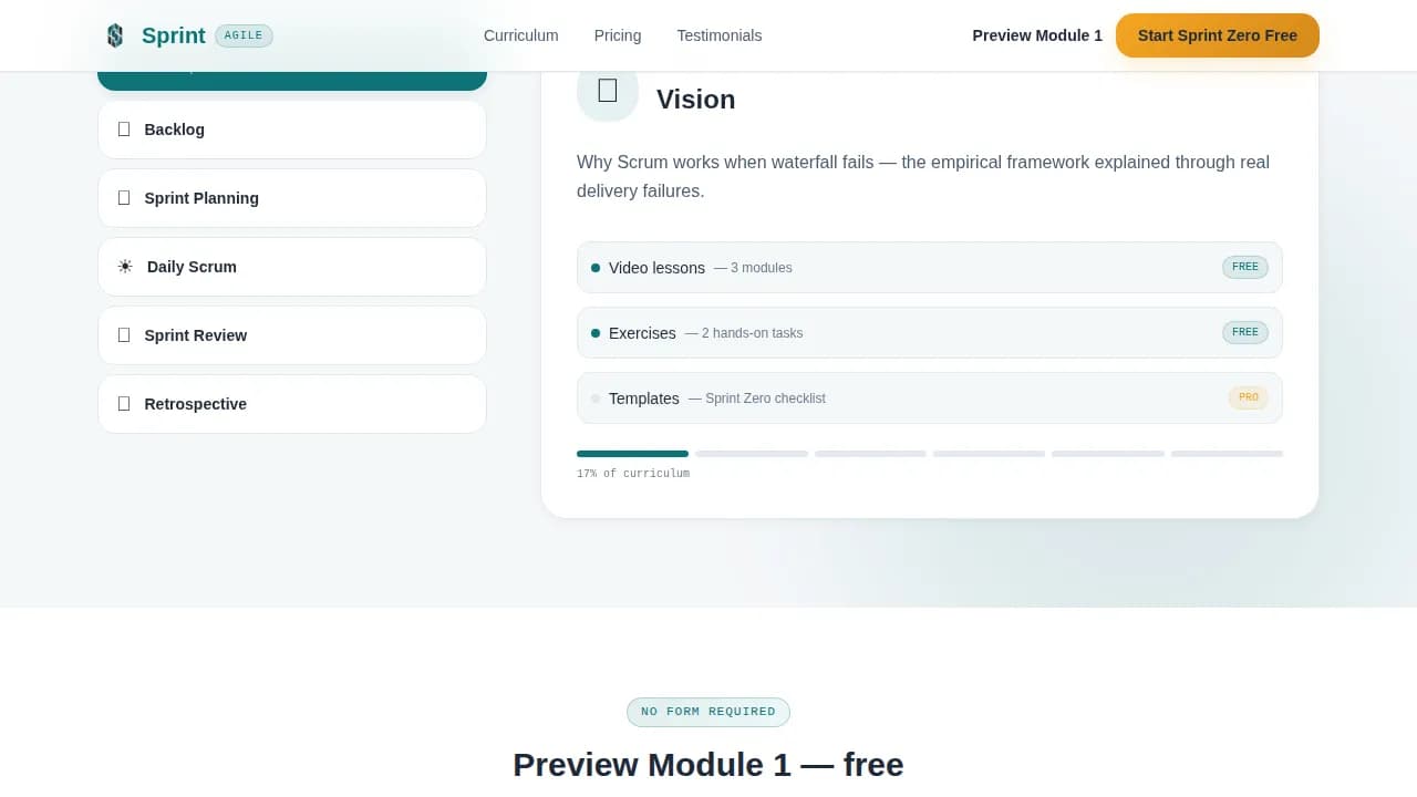 Sprint — Agile Scrum Mastery Landing Page Template