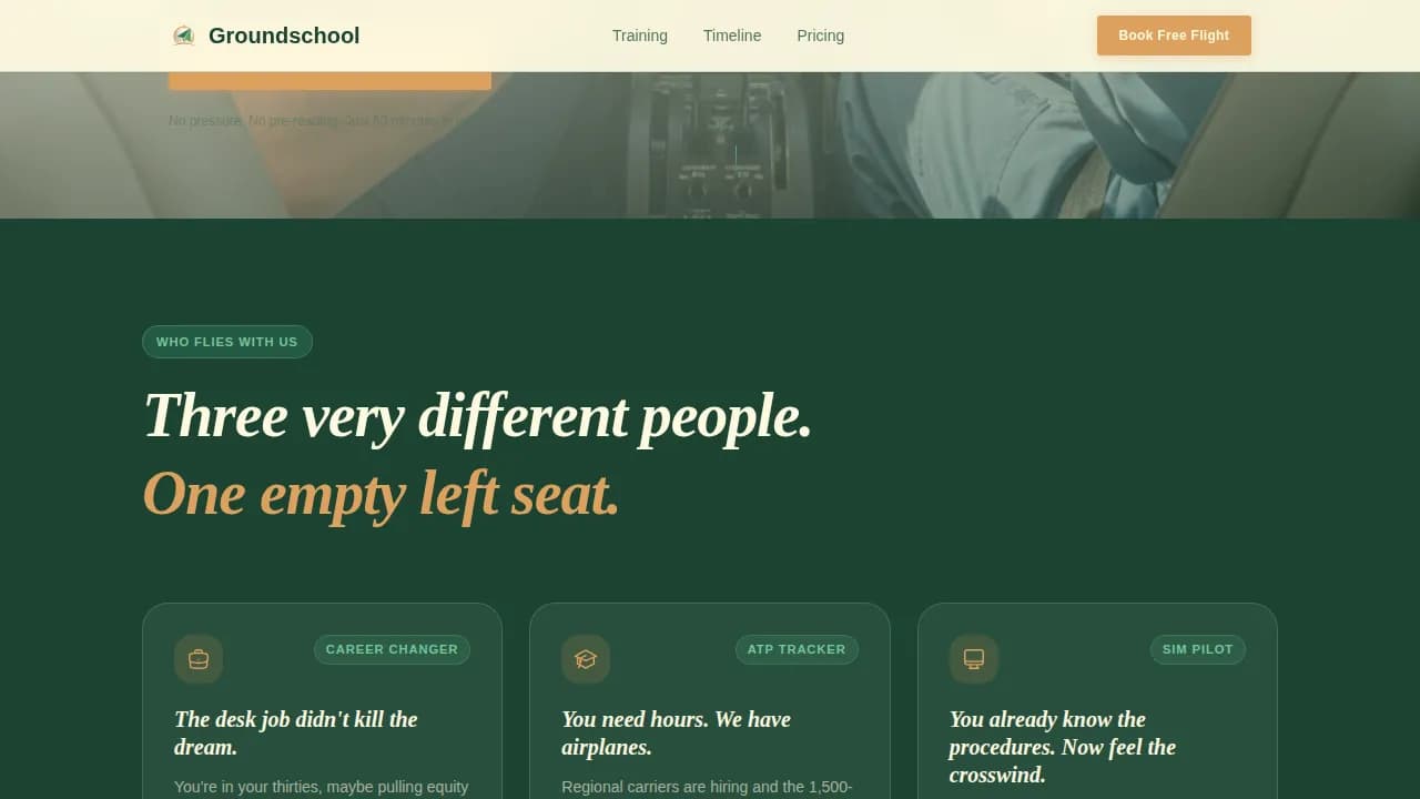 Groundschool — Accelerated Pilot Training Landing Page Template