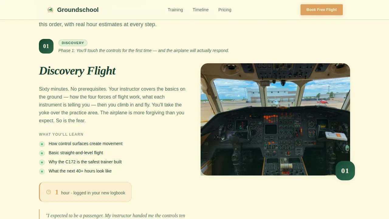 Groundschool — Accelerated Pilot Training Landing Page Template