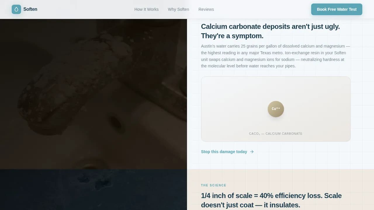 Soften — Reliable Water Treatment Landing Page Template