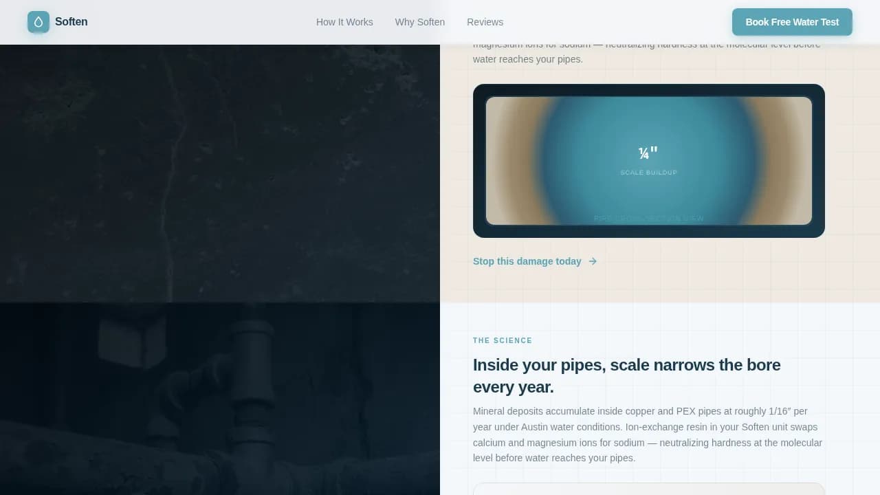 Soften — Reliable Water Treatment Landing Page Template