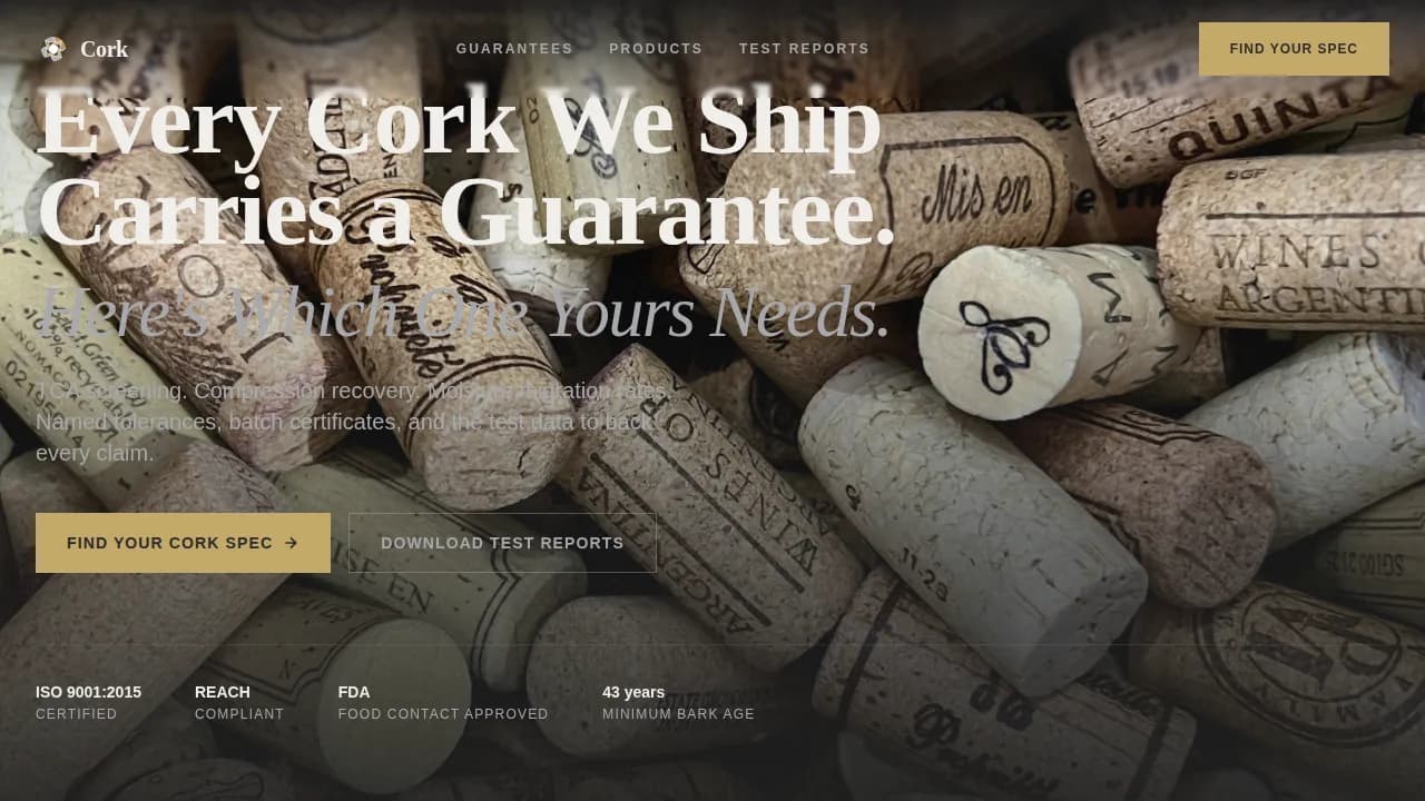 Cork — Precision Industrial Manufacturing Landing Page Template