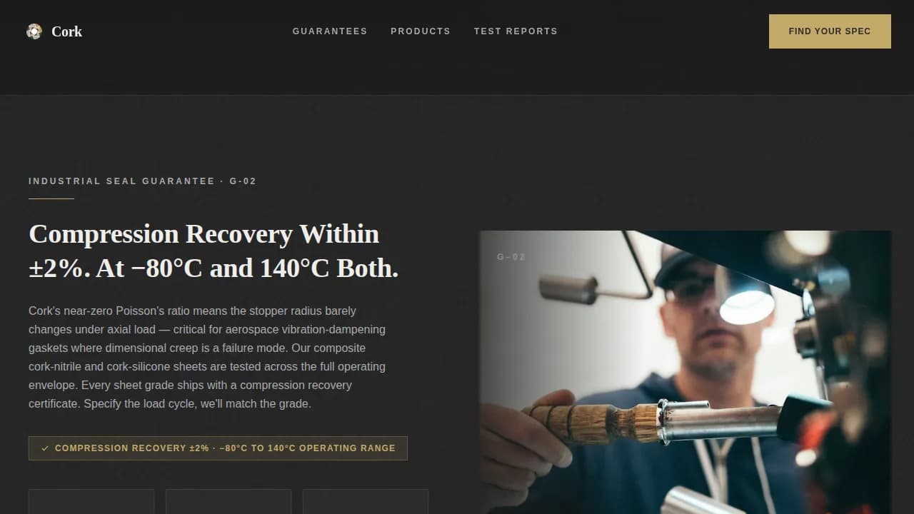 Cork — Precision Industrial Manufacturing Landing Page Template