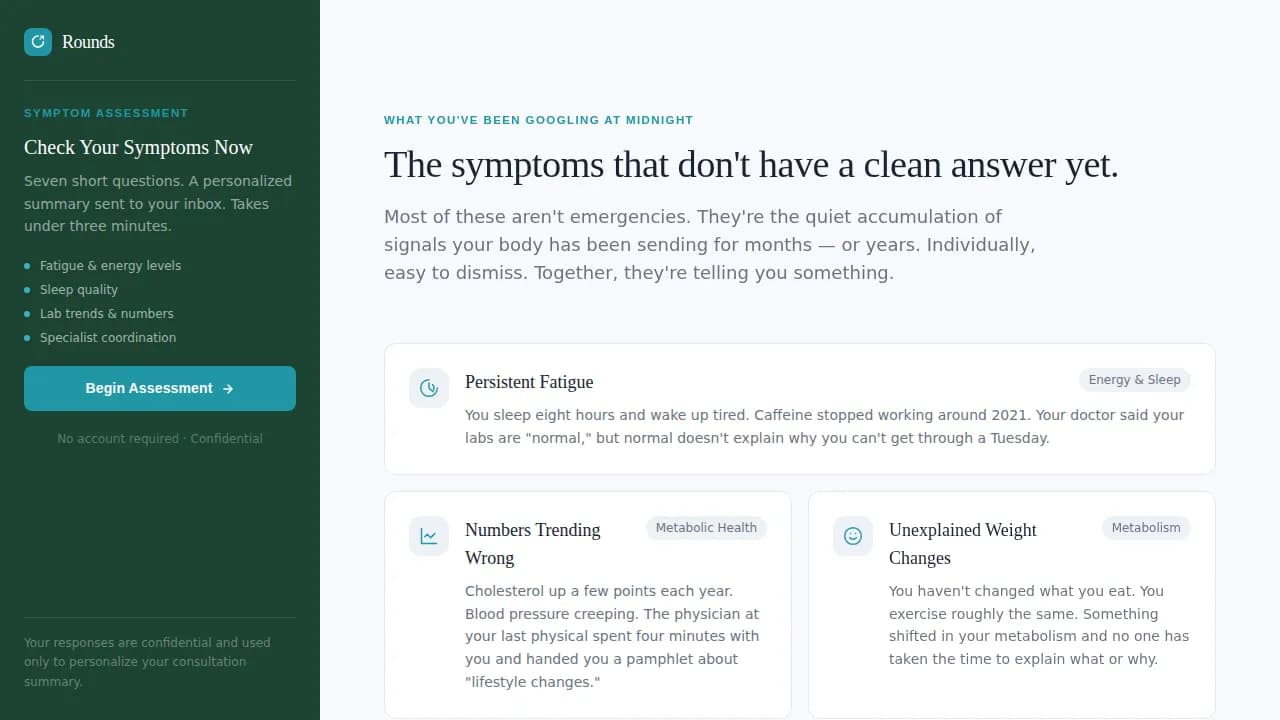 Private Internal Medicine Symptom Assessment Website Template