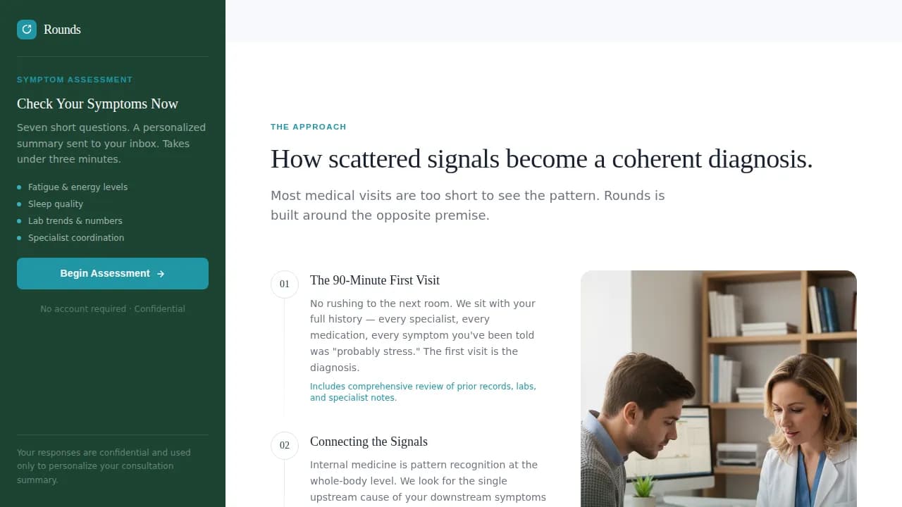 Private Internal Medicine Symptom Assessment Website Template