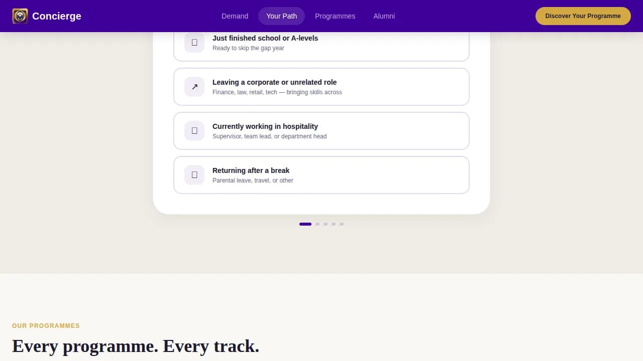 Concierge — Personalized Hospitality Training Landing Page Template