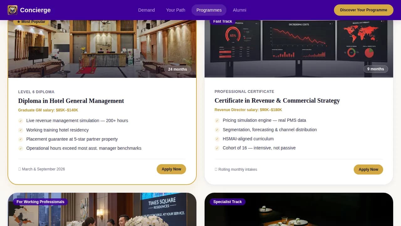 Concierge — Personalized Hospitality Training Landing Page Template