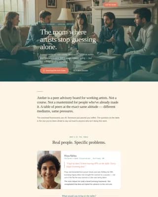 Atelier — Warm Artist Advisory Landing Page Template