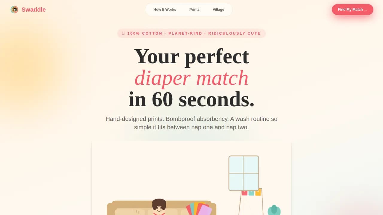 Swaddle — Perfect Cloth Diaper Landing Page Template