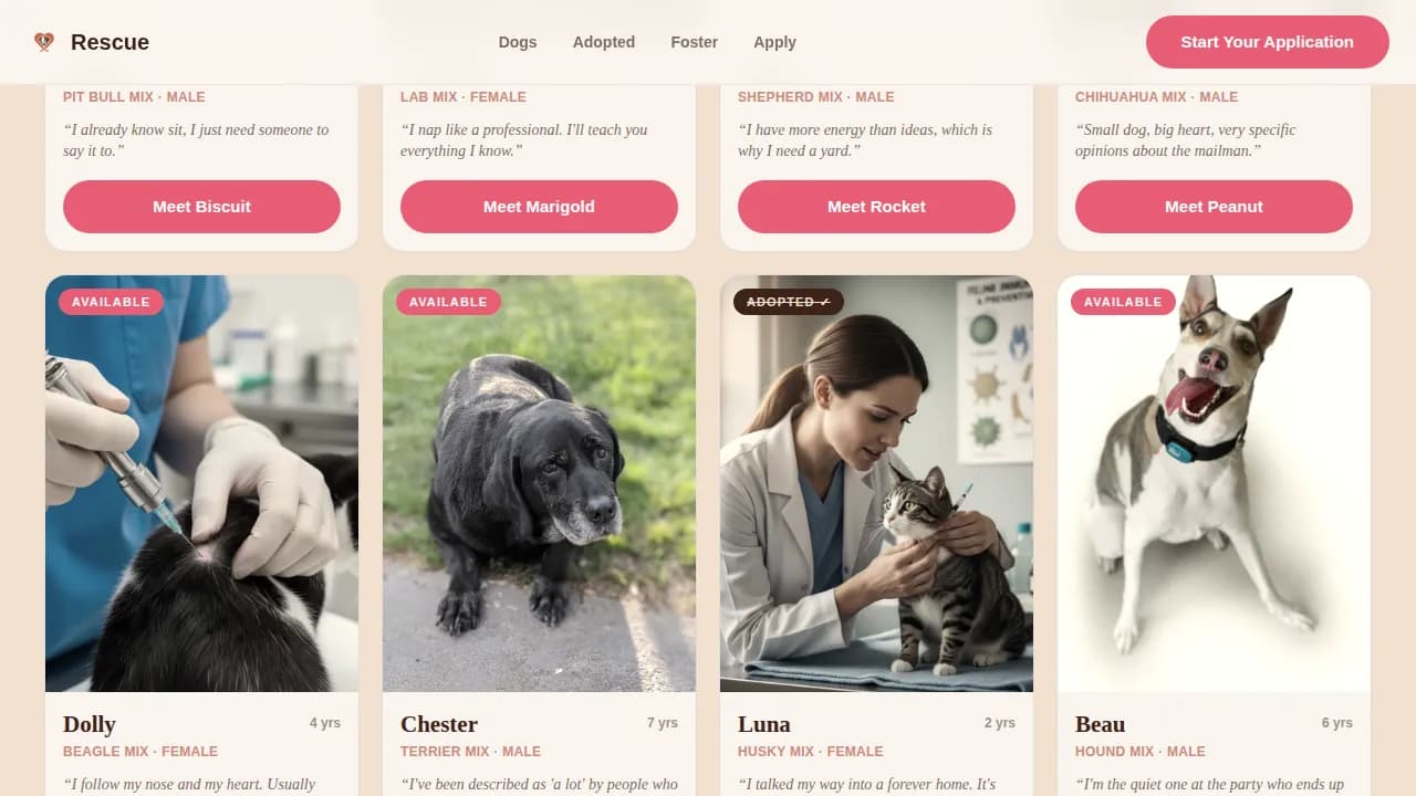 Rescue — Family Dog Adoption Landing Page Template