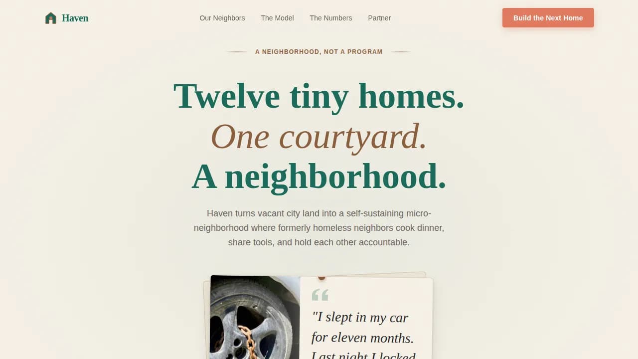 Cozy — Thriving Tiny Home Community Landing Page Template