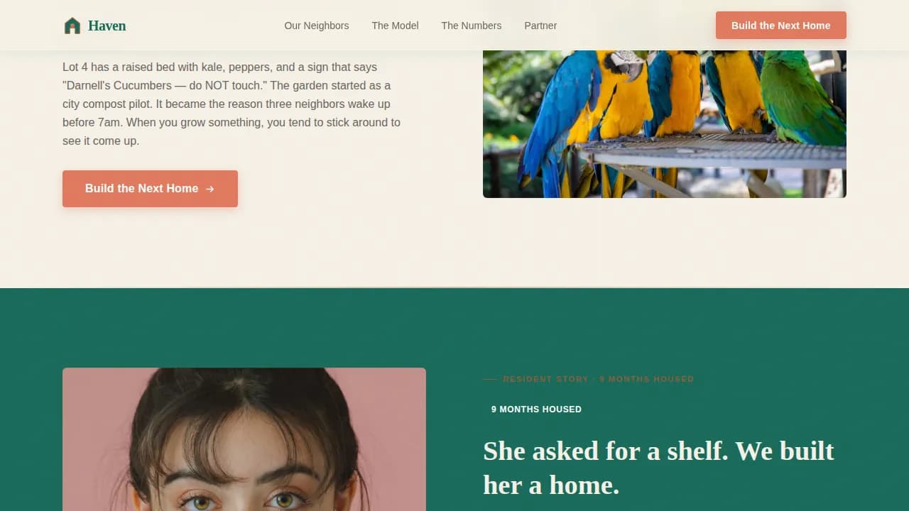 Cozy — Thriving Tiny Home Community Landing Page Template
